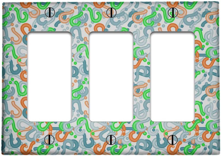 Triple 3 Gang Rocker (Decora/GFCI Device) Decorative Switch Wall Plate Cover (Quiz Question Marks Pattern)