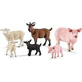 Schleich Farm World Farm Animal Toys for Toddlers & Kids Ages 3+, 6-Piece Mom and Baby Toy Farm Animal Set with Schleich Pig,