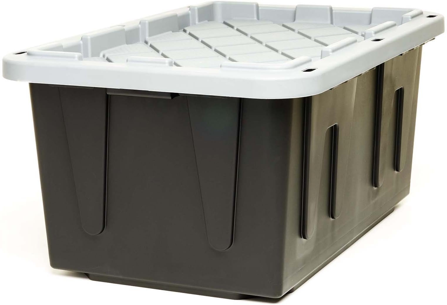 HOMZ 27 Gallon Eco Storage Tough Container, Black Base, Silver Lid, 4 Pack