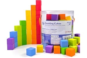 Pairez Toys Foam Counting Blocks, 105 Pieces 1 Inch Soft Rainbow Math Counters Cubes, Math Manipulatives Preschool, Classroom Learning Supplies, Stacking Blocks for Kids Ages 3+