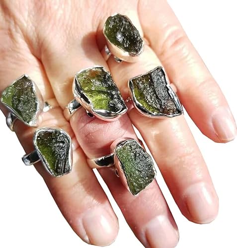 Moldavite Ring Czech Republic AAA+ Natural Moldavite Rough Unique