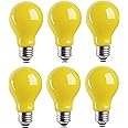 Qixivcom 6 Packs 3W A60 LED Bug Light Bulbs Yellow LED Bulbs E26 Outdoor Bug Light Bulb 25W Equivalent 2000K Amber Glow Bug Light Bulb Night Light for Bedroom Garden Patio Porch Backyard Hallway