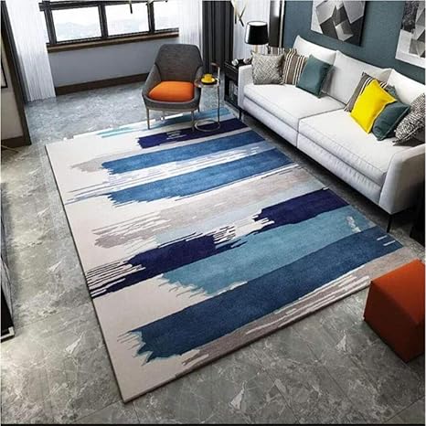Amazon リビングルーム ソフトタッチデザインホームフロアラグブルーグレー グラデーション抽象アートカーペット洗える洗い滑り止めウェアラブルベッドルームラグ80x150cm 80x150cm ラグ カーペット オンライン通販