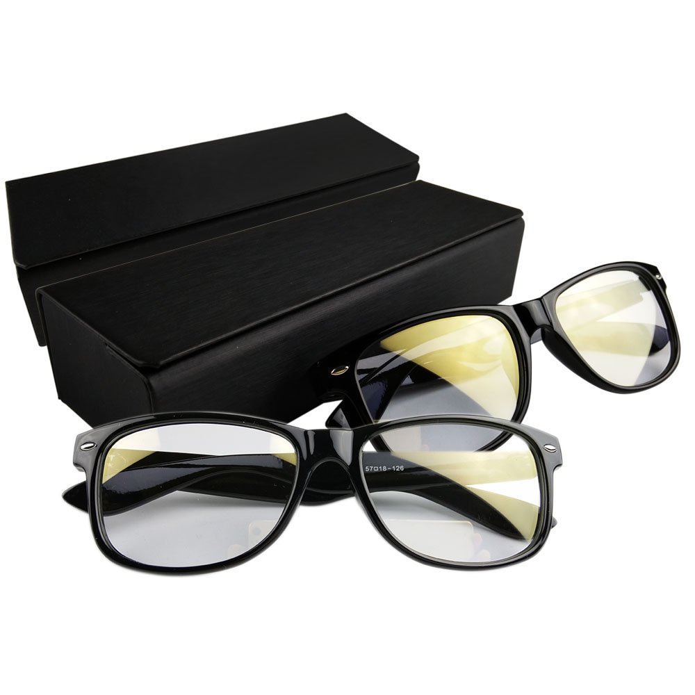 Eyecare Computer Glasses - 2 Piece Superb Anti-glare Computer Reading Glasses to Relieve Digital Eye Strain | Black | Premium Shatterproof Acetate Frame and Scratch Resistant Lens | 34.2