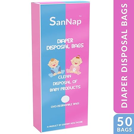 SanNap Baby Diaper Disposal 50 Bags/Sacks (Toss Dirty Diapers Bag) - Pack of 50 Bags