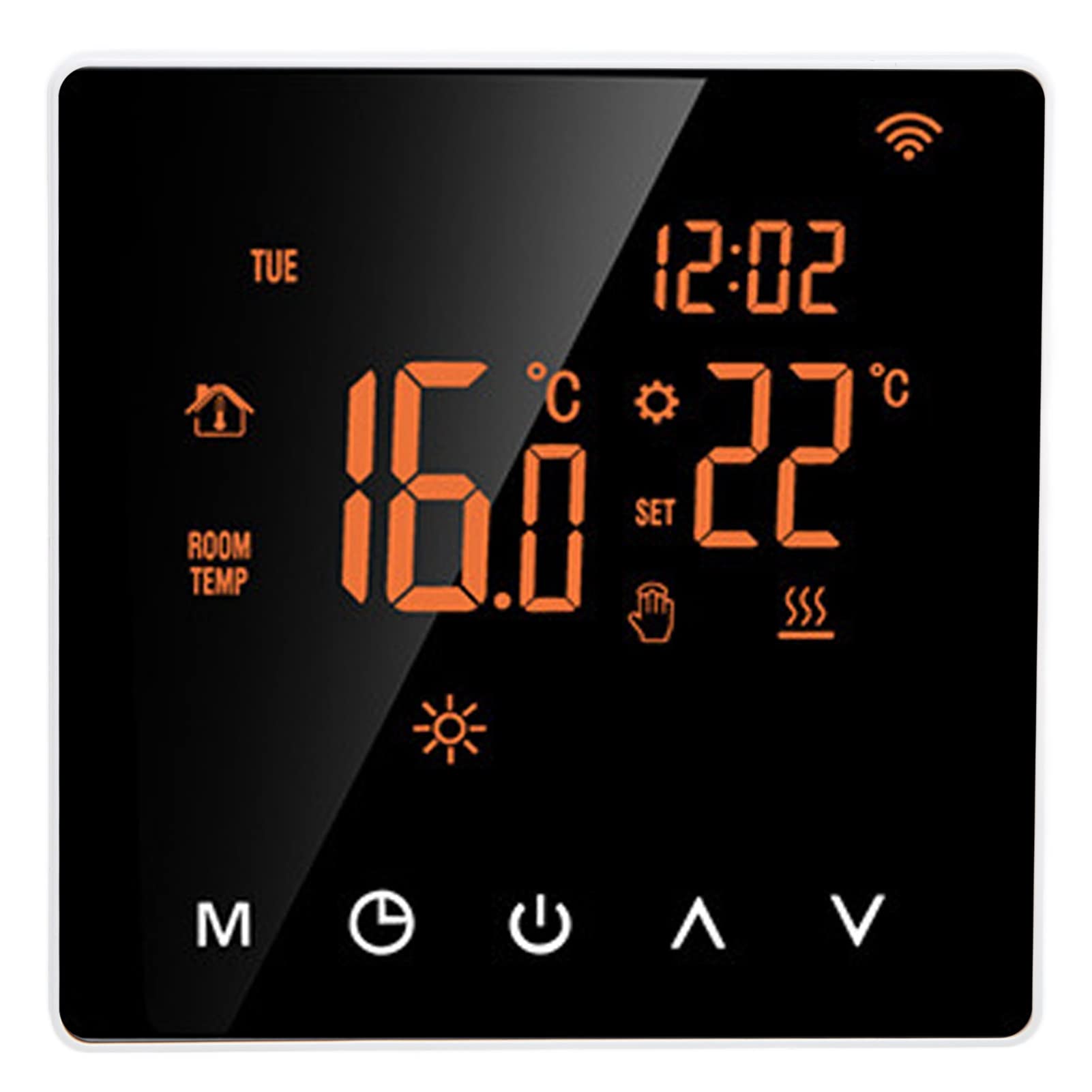 ME81H Smart Thermostat WIFI AC230V 50/60Hz 5-90℃ LCD Touch Screen Water Floor Heating 16A for Tuya (Orange Background White Button 16A)