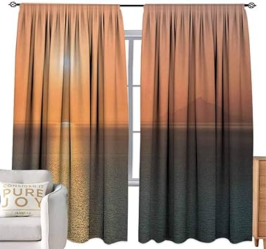 Amazon Com Andrea Sam Navy Curtains Burnt Orange Sunrise Over