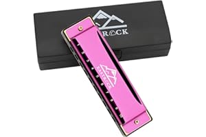 EastRock Blues Harmonica Mouth Organ 10 Hole C Key with Case, Diatonic Harmonica for Professional Player, Beginner, Students 