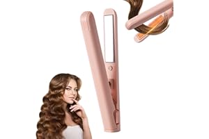 CIOEVANTIAL Mini Dual Purpose Curling Iron,Upgrade Small Hair Straightener,Portable 2 in 1 Hair Straightener and Curler,Curling Wand and Flat Iron Travel for All Hair Types (Pink, 1pc)