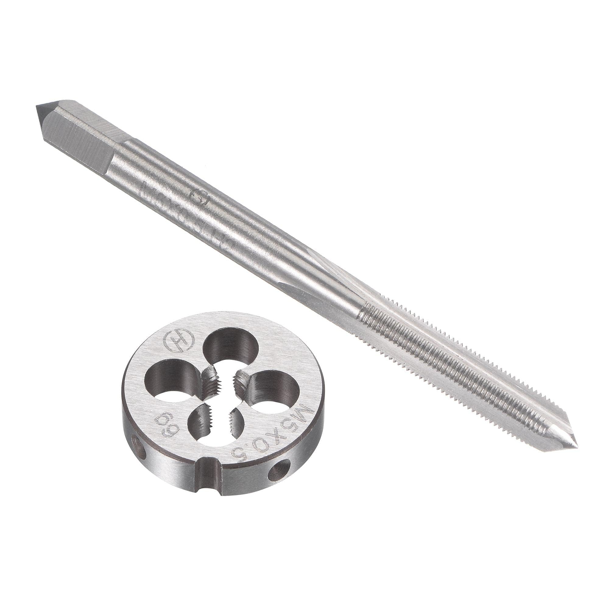 TOP-VIGOR M5 x 0.5mm Metric Tap and Die Set, Machine Thread Screw Tap with Round Threading Die, Heavy Duty Tap & Die Kit for DIY, Repair, Cutting External and Internal Thread