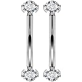 Rmsnxnnz 16G Astm F136 Titanium Eyebrow Piercing Jewelry Curved Barbell Eyebrow Ring Vertical Labret Lip Jewelry Daith Rook Earrings Navel Small Belly Button Ring Piercing Jewelry for Women Men CZ