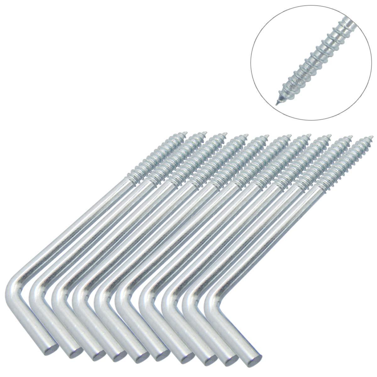 Shells 30PCS Silver Color Carbon Steel Metal Right-Angle Hooks 7 Shape Screw Hooks Self-Tapping Screws Hooks L Shape Hooks 70X22mm