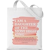 Dumyum Christian Pink Canvas Tote Bag Gifts for Women Girls Inspirational Religious Gift Bible Verse Aesthetic Reusable Grocery Shoulder Bag for Shopping Travel Daily Commute