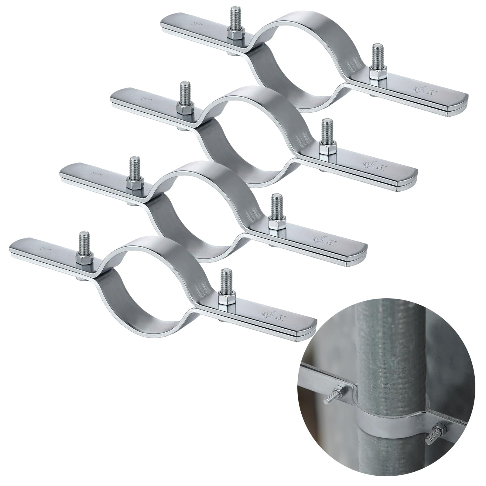 MorningRo 4 Pcs 3 Inch Pipe Riser Clamps Vertical