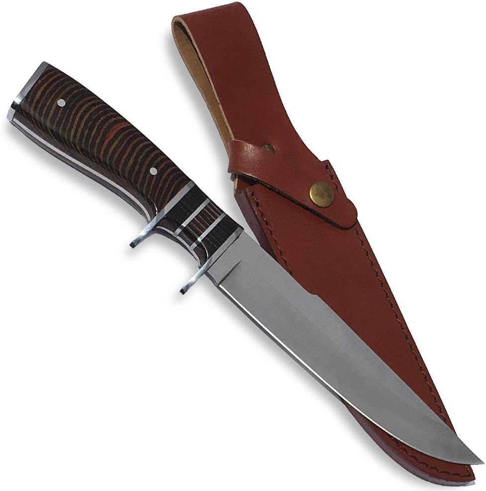 eTradewinds Gentleman's Hunting Knife w/Sheath, Pakkawood Handle, Razor Sharp 420 SS Rust Free Full Tang Fixed Blade by eT