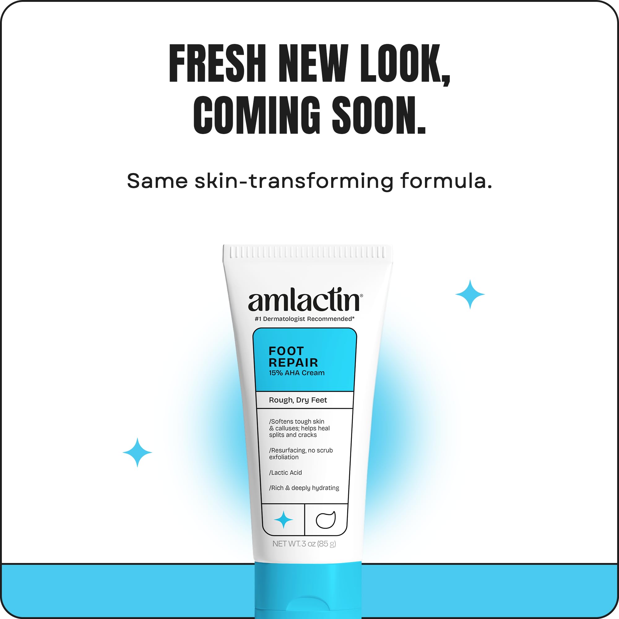 AmLactin Foot Repair Cream - Therapeutic Foot Cream for Dry Cracked Heels and Feet - No-Scrub Exfoliator and Moisturizer with 15% Lactic Acid AHA - 3 oz (Packaging May Vary)​