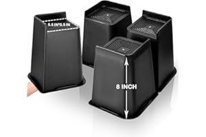 shouwuhho Bed Risers 2 inch, 3 inch, 4 inch, 6 inch, 8 inch, Oversized Furniture Risers, Bed Lifts Risers Support up to 6,000 Lbs for Bed Frame, Table, Couch, Sofa, Chair (Black 4 Pack, 8 inch)