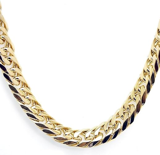 Amazon シルバーワン ダブル喜平 ネックレス 金 6面カット 幅15mm 長さ50cm 差込式 太目 メンズ Hi ステンレス チェーン ゴールド ネックレス 通販