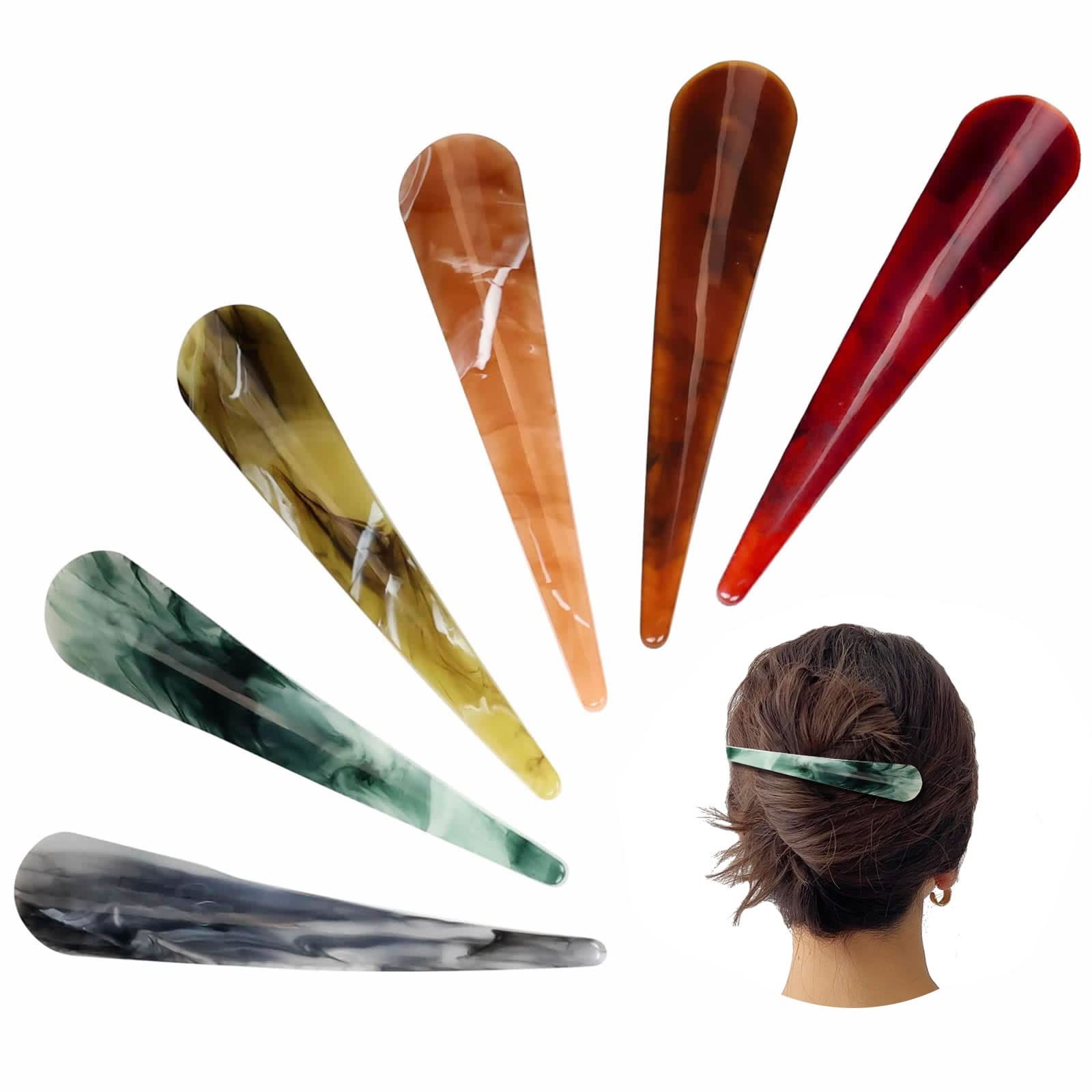 Dizila 6 Pack 5.5 Inch Long Big Acrylic Alligator Hair Clips for Styling Non Slip Metal Duckbill Clips Barrettes Hairpins Ponytail Holders Bun Horn Clamps Accessories for Women Girls