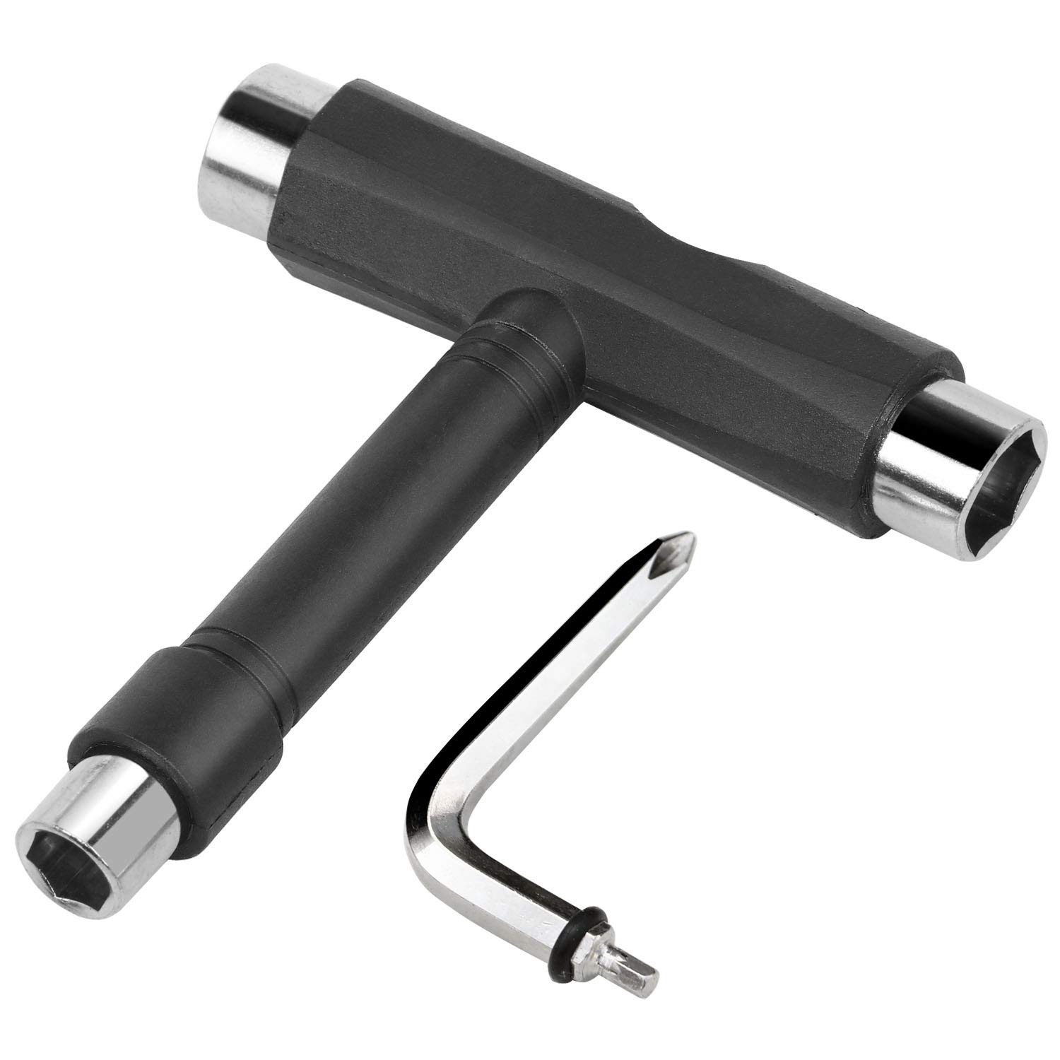 TRIXES Compact Multi-Tool for Skateboards – All-in-One Portable T-Tool with T-Allen Key and L-Phillips Wrench