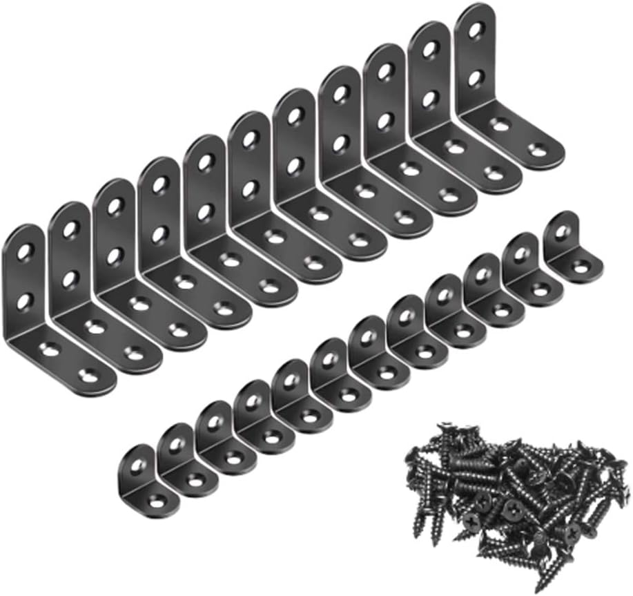 23Pack Black L Corner Braces Stainless Steel 90 Degree Angle Joint
