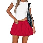 Women's Bubble Skirt with Elastic Waistband Sexy Bubble Top Casual Y2K Mini Puffy Balloon Skirts Going Out Cute Club Short