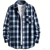 NUOREEL Men's Regular Fit Long Sleeve Plaid Flannel Shirt, Button Down Shirts Casual Shirts