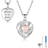 Sariel Opal Heart Urn Necklaces to Hold Ashes of Loved Ones 925 Sterling Silver Cremation Jewelry for Women