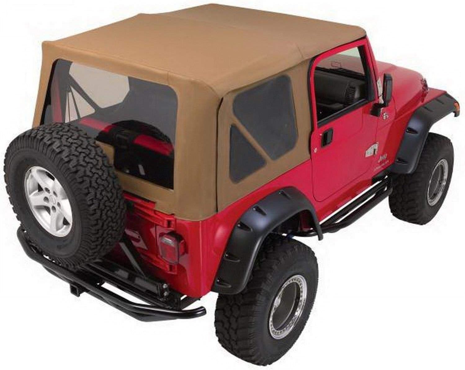 Rampage Complete Soft Top | Vinyl, Spice Denim with Clear Windows, includes Frame & Hardware | 68717 | Fits 1997 - 2006 Jeep Wrangler TJ, with Full Steel Doors