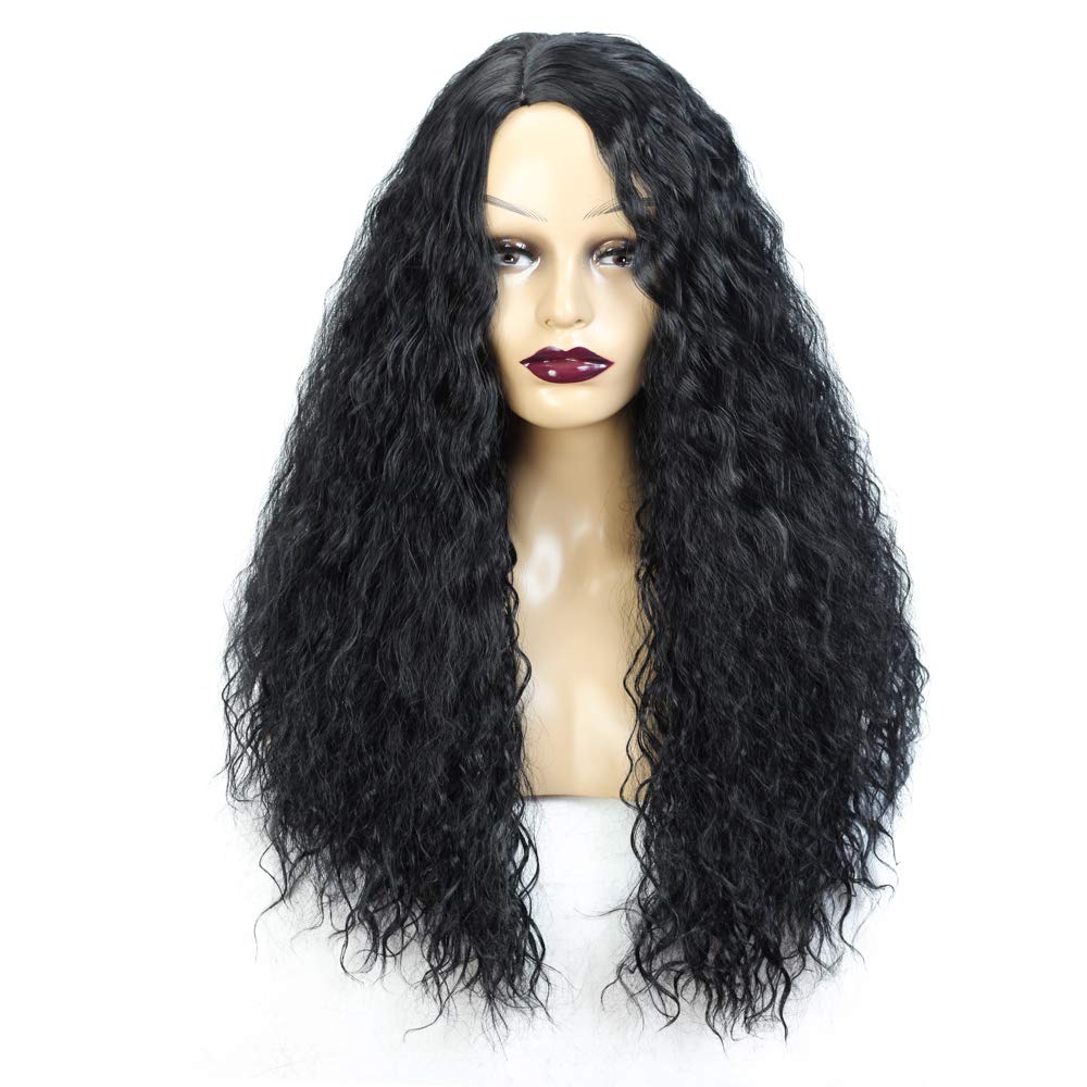 28 Inch Long Afro Kinky Curly Natural Black Synthetic Hair Wigs For Woman High Temperature Daily wear wig