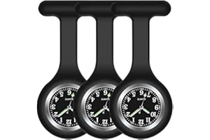 SIBYTECH Nurse Watch Brooch, Silicone with Pin/Clip, Glow in Dark, Health Care Nurse Doctor Paramedic Medical Brooch Fob Watch