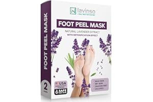 LV LAVINSO Lavinso Lavender Foot Exfoliator Peeling Mask for Dry Cracked Feet - 2 Pack - Remove Dead Skin and Callus - Foot Peel Mask for Baby Soft Feet