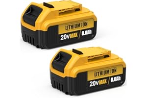 FEOTDN 2-Pack 8.0Ah Replacement for Dewalt 20V Max Battery, Compatible with 20 Volt Dewalt Batteries Cordless Power Tools DCB206 DCB201 DCB203 DCB205 DCB204 DCB207, Lithium Ion Battery, LED Indicator