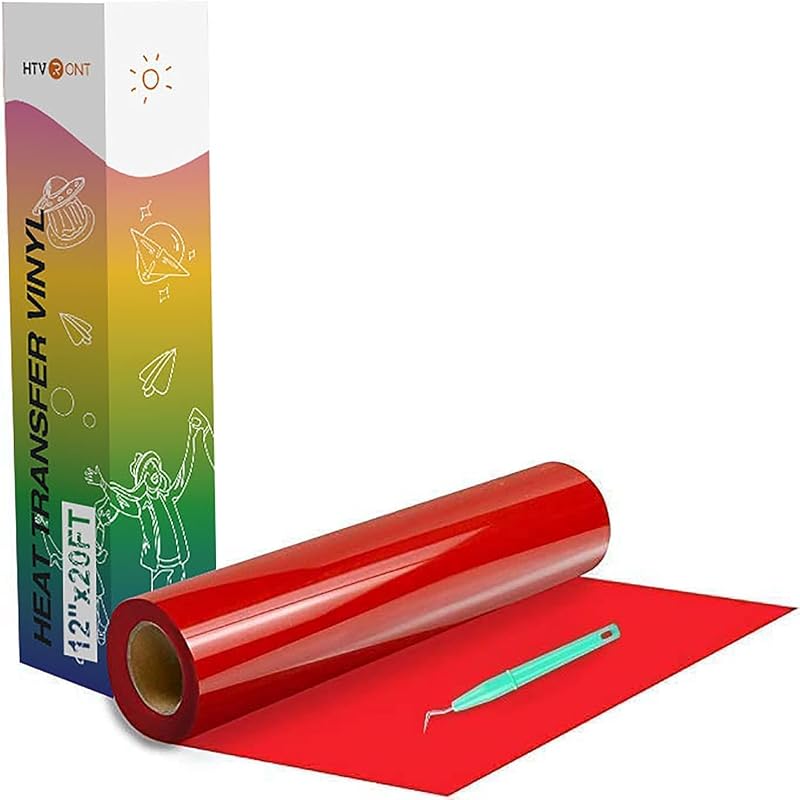HTVRONT Red Heat Transfer Vinyl Roll 12in x 20ft HTV for T Shirts Clothing