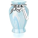 SOITIS Mini Urn for Human Ashes 2.8 Inches Aluminum Small Urns for Human Ashes Keepsake Cremation Urns Decorative Urn for Women Men - Serenity Blue Holder