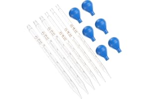 PATIKIL 5ml 10ml Glass Dropper Pipettes, 6pcs Lab Graduated Scaled Tool Straight Tip Droppers for Liquid Essential Oil Transf