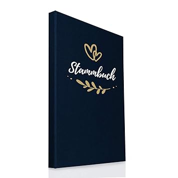 Hochzeitideal Stammbuch der Familie DIN A4 'Fiore' Leinen (dunkelblau)