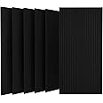 UMIACOUSTICS 6 Packs Acoustic Panel,48 x 24 x 0.4 Inches Flame Retardant Sound Proof Panels,Decorative Sound Absorbing Wall Panels Equidistant Slot for Room,Home Theater,Studio