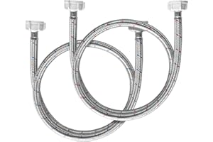 PLUMBINGMASTER Washing Machine Hoses, Washer Hoses Universal Stainless Steel Washing Machine Supply Lines Braided Washer Hoses for Washing Machine 2 Pack (Red Blue No Elbow, 4FT)