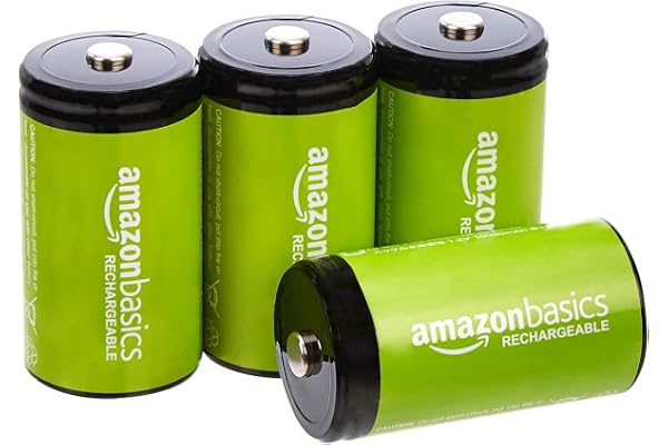 Amazon Basics D Cell Rechargeable Batteries 10000mAh Ni-MH, 4-Pack