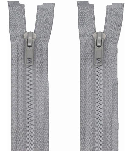 YaHoGa 2-Pack #5 Close End Plastic Zippers - 7 Inch Black Molded Resin Zips For Sewing Bags, Clothes & Crafts