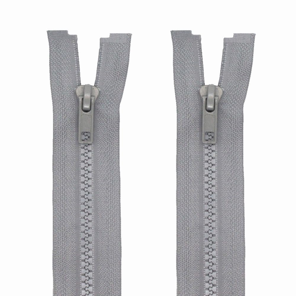 Photo 1 of MebuZip 2PCS #5 36 Inch Separating Jacket Zippers Resin Zipper Molded Plastic Zippers Bulk for Sewing Coat Jackets Clothes (Grey)
