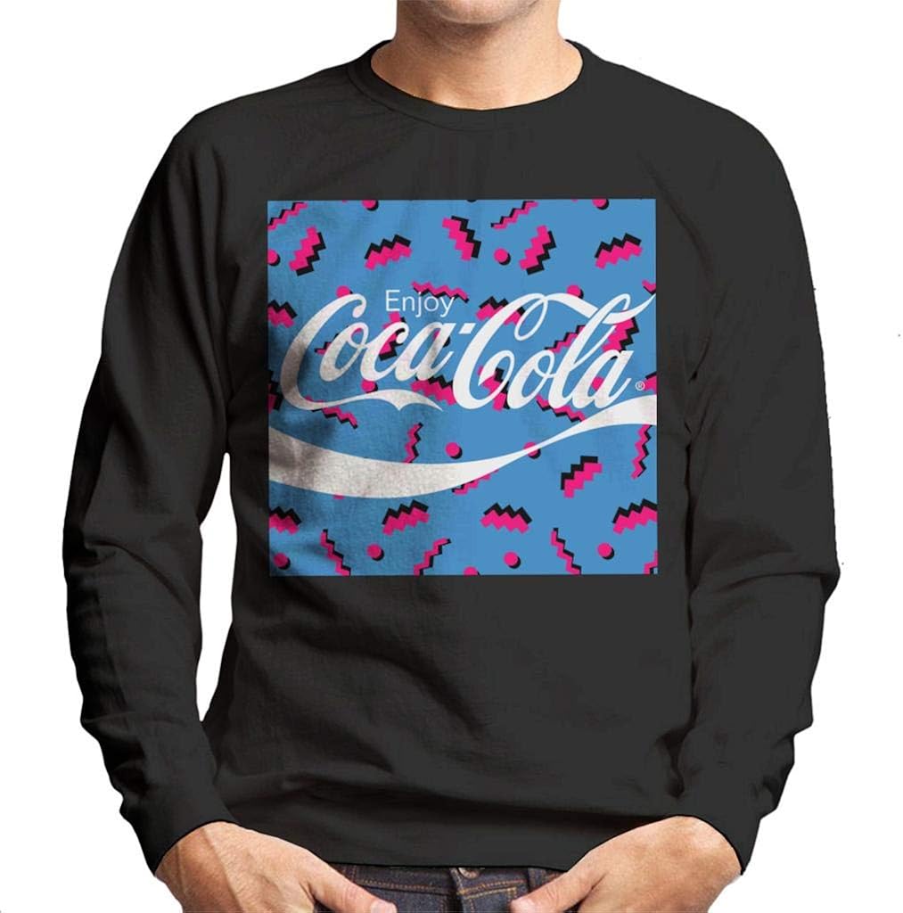 Coca Cola Square Retro 80s Men's Sweatshirt at Amazon Menâs Clothing store