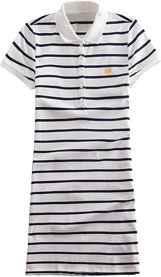 Amazon Co Jp Asherangel ポロワンピース レディース ポロシャツワンピース 半袖 ボーダー 刺繍 チュニック スリム 可愛い 8color 服 ファッション小物