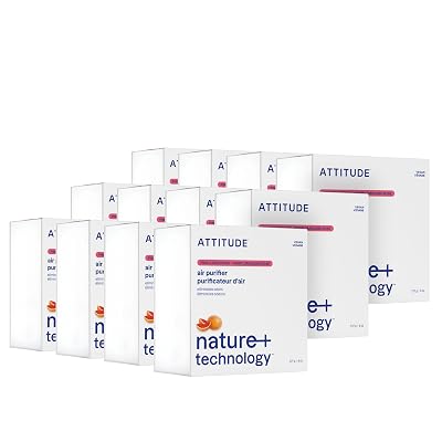 ATTITUDE Odor Eliminator with Activated Carbon, Plant-Based Air Purifier, Vegan, Pink Grapefruit Scent, 8 Ounces (Pack of 12)