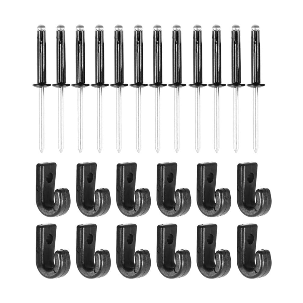 ULTECHNOVO Three-Grip Rivets J-Hook Rivets Set, Nylon Bungee Binding Impact Rope Kayak Bungee Hook J-Hook for Kayak Canoe Paddle Board