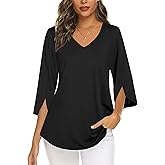 Tencole Womens Tops 2025 Summer Trendy Dressy Shirts 3/4 Sleeve Blouses Tunic V Neck Casual