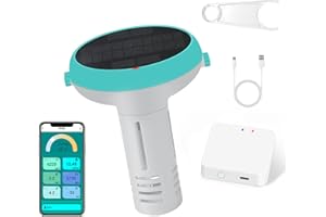 TERRONIX 7-in-1 Smart Pool Water Monitor – Floating Digital Water Quality Tester for pH, Chlorine, Salinity, ORP, EC, TDS, and Temperature – Real-Time Wireless WiFi Monitoring for Pools, Spas, and Hot Tubs