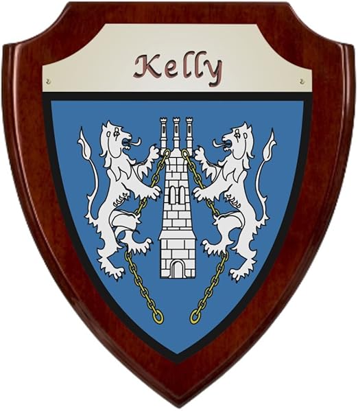 Kelly Irish Coat of Arms Shield Plaque Rosewood Finish
