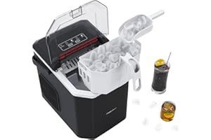 Ice Makers Countertop, Ice Machine with Carry Handle, 9 Cubes in 6 Mins, 26.5 lbs per Day, Self-Cleaning Portable Ice Maker f